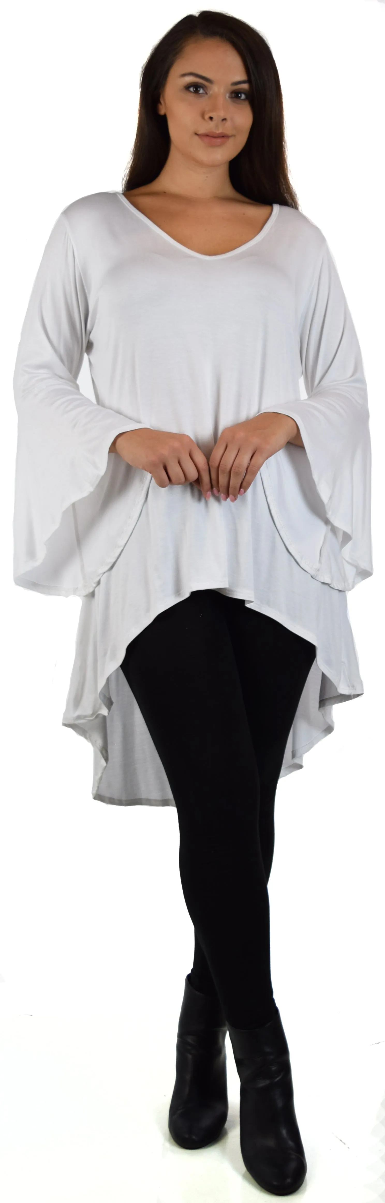 Women Plus Size High Low Bell Sleeve Gothic Blouse Tunic Top