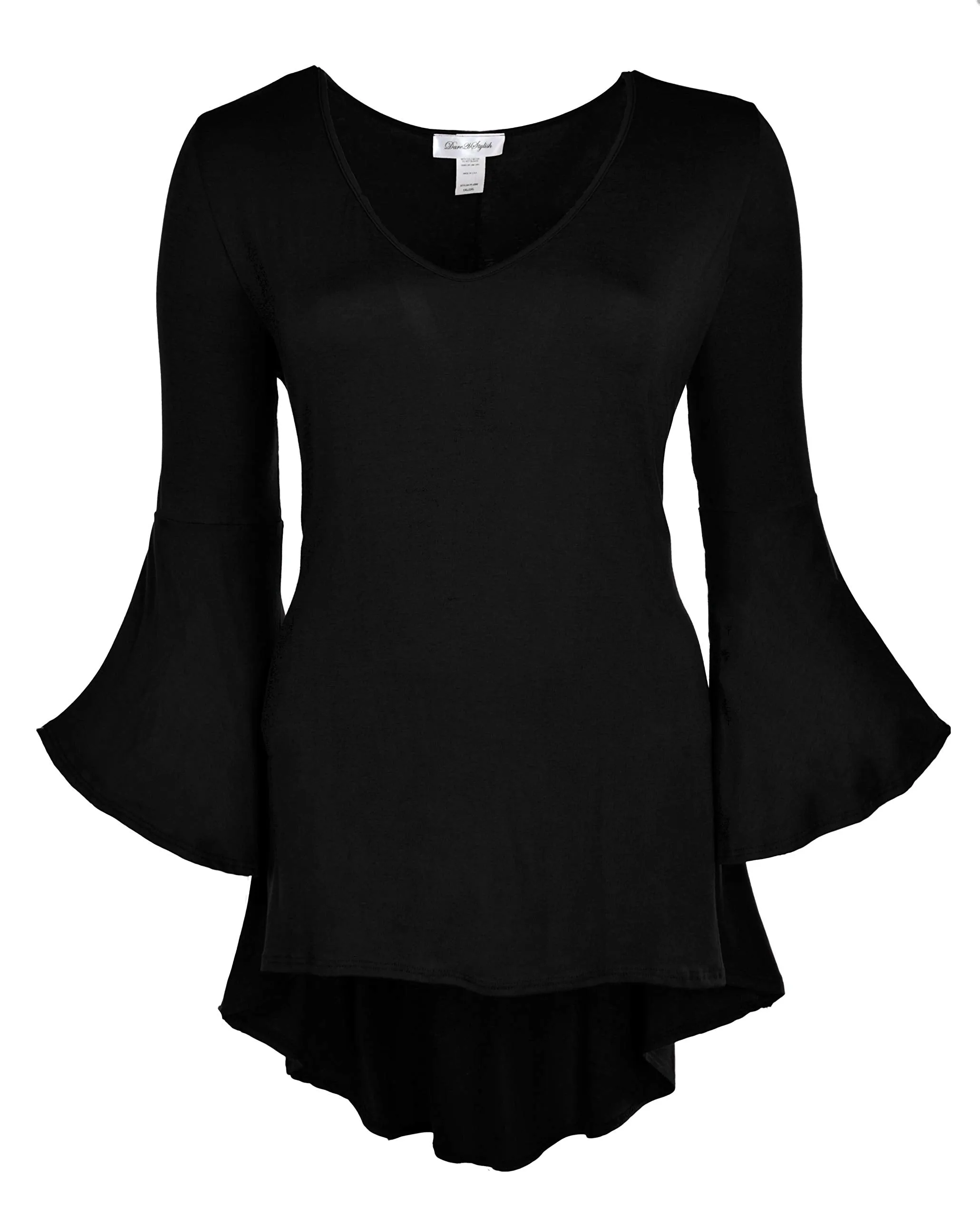 Women Plus Size High Low Bell Sleeve Gothic Blouse Tunic Top