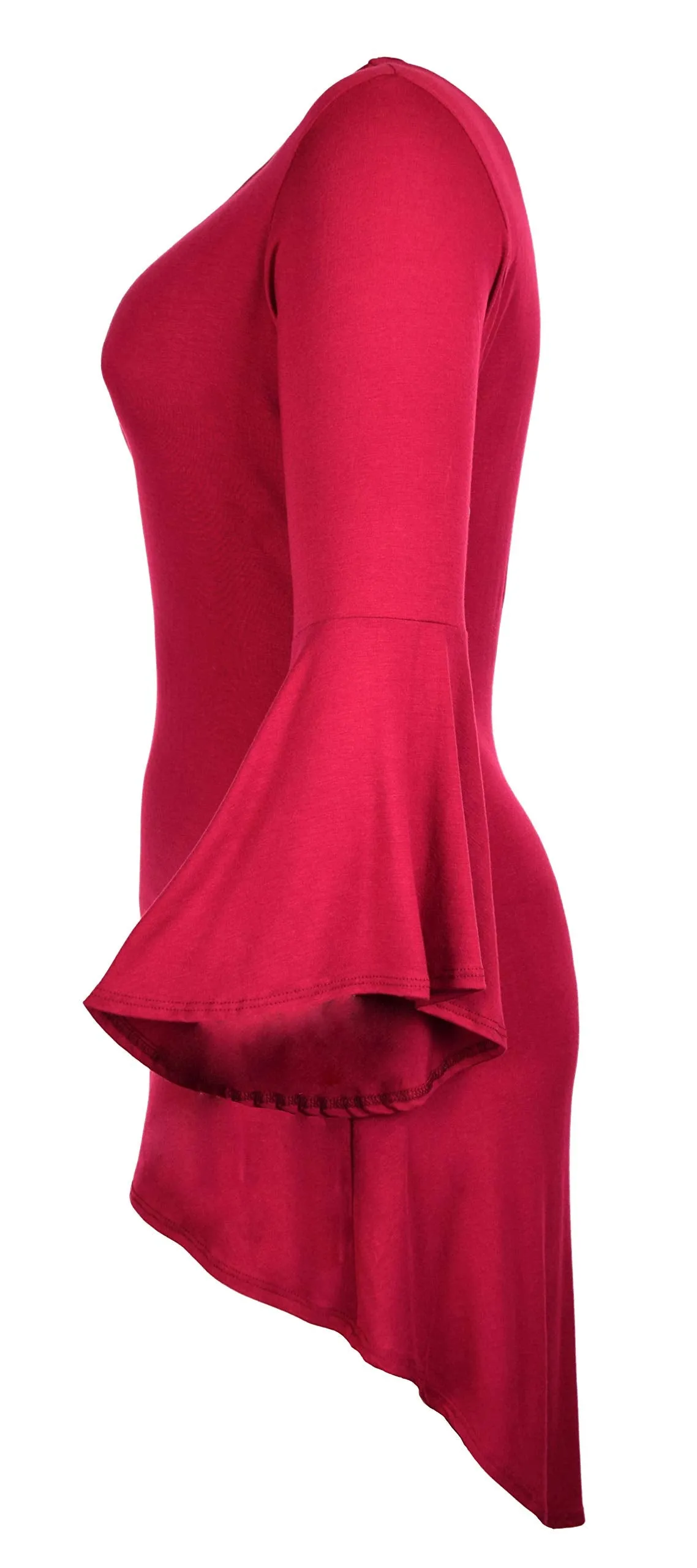 Women Plus Size High Low Bell Sleeve Gothic Blouse Tunic Top