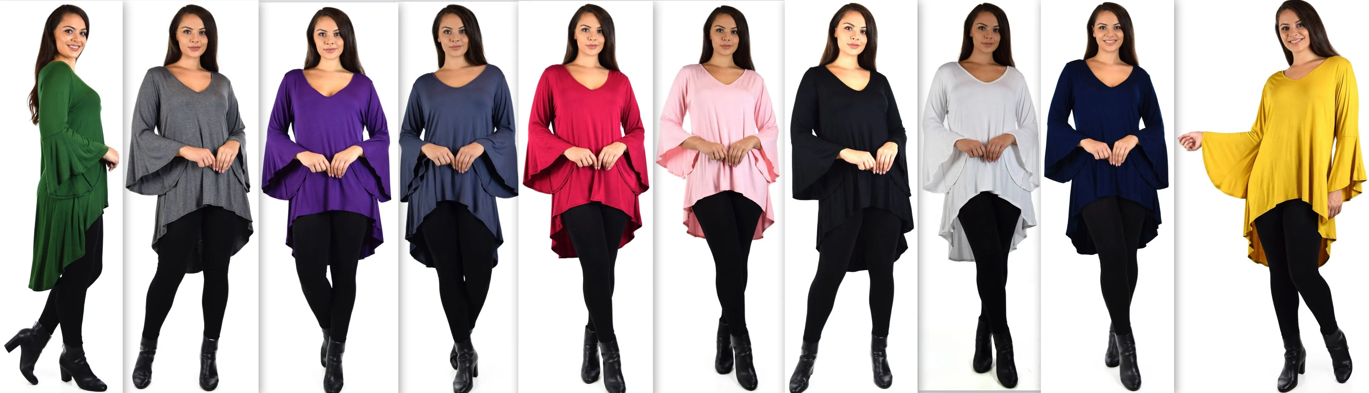 Women Plus Size High Low Bell Sleeve Gothic Blouse Tunic Top