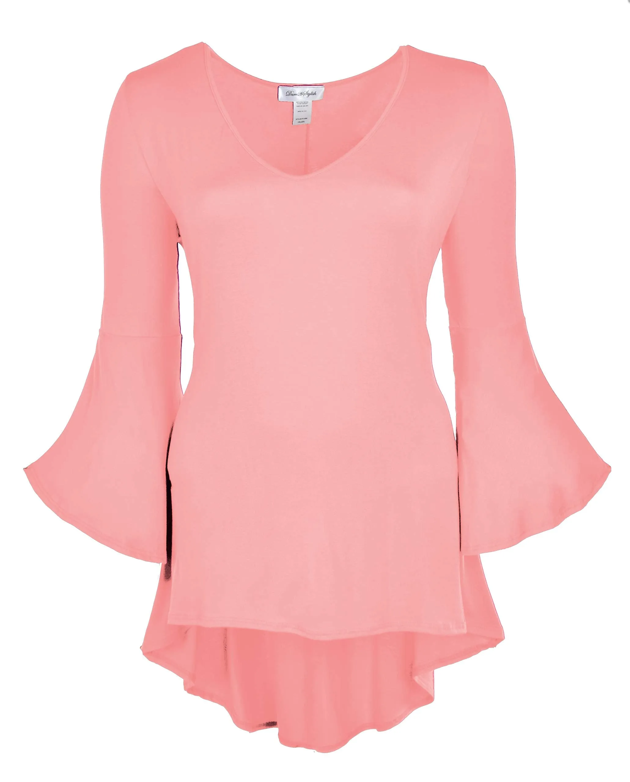 Women Plus Size High Low Bell Sleeve Gothic Blouse Tunic Top
