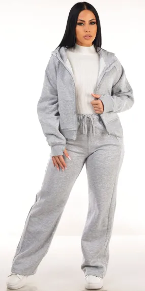 Zip Up White Sweatpants Trio